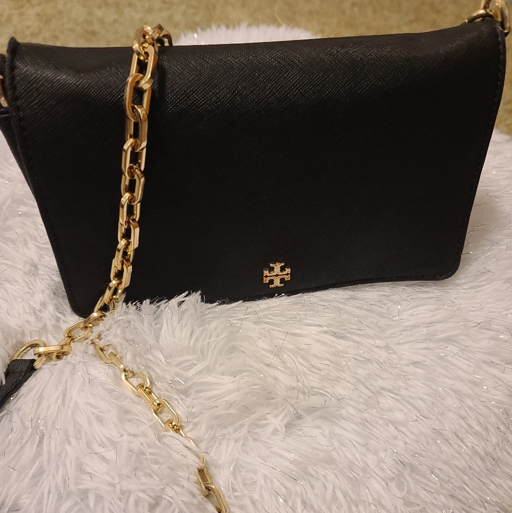 Tory Burch Robinson wallet on chain BLK